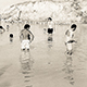 volcano island, bathers