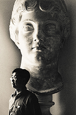 japanese tourist and roman head